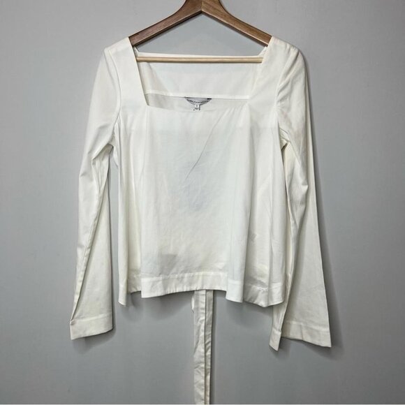 Rebecca Minkoff Womens Size Small Frannie Top in Chalk NEW Blouse Tie Back White - Picture 4 of 11
